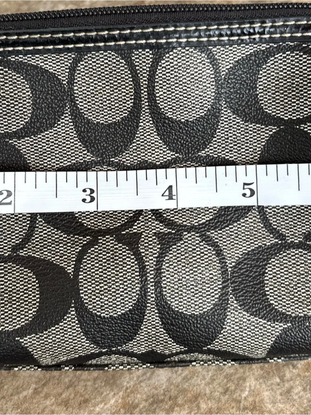 Coach Black and Gray Signature Canvas Pouch